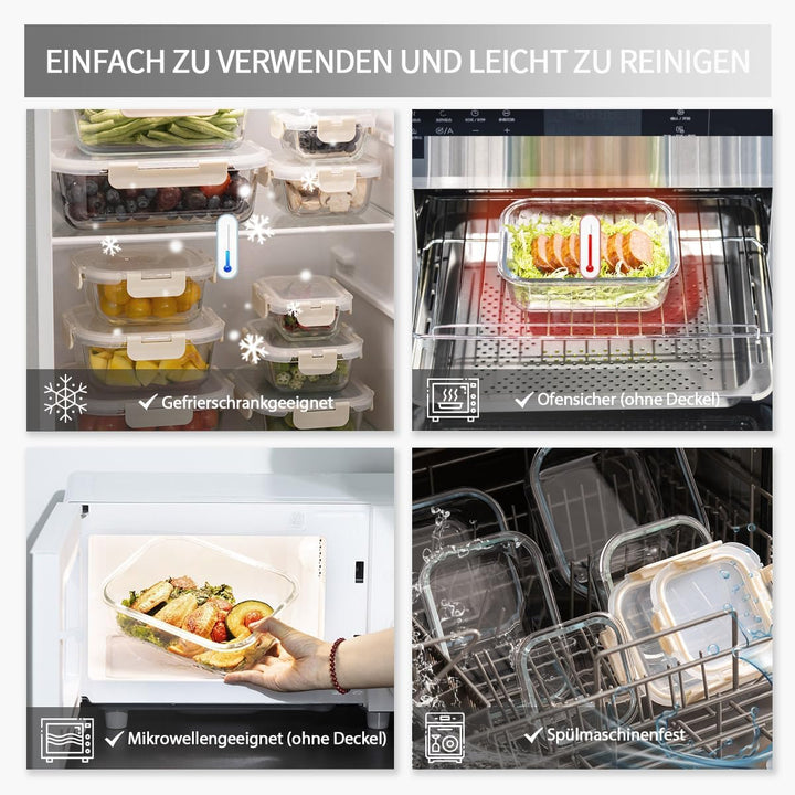 Fenger Vorratsbehälterset aus Glas, Glas-Frischhaltedosen,Aufbewahrungsbehälter für Küche und Restau