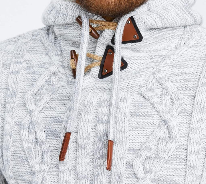 Leif Nelson Herren Strickpullover mit Kapuze/Hochwertiger Winterpullover im Regular Fit Schnitt, ide