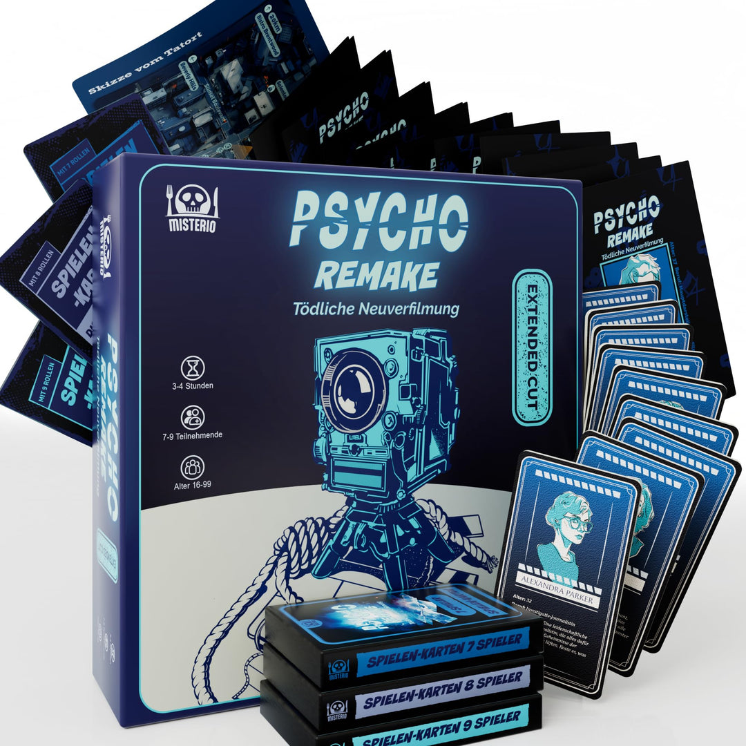 Misterio – Krimidinner für Zuhause – 7 bis 9 Personen – Psycho Remake - Tödliche Neuverfilmung | Kri