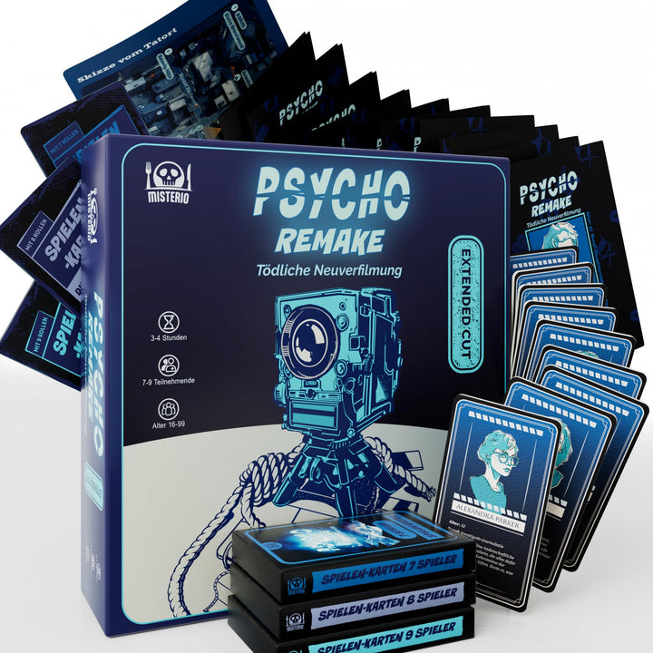 Misterio – Krimidinner für Zuhause – 7 bis 9 Personen – Psycho Remake - Tödliche Neuverfilmung | Kri
