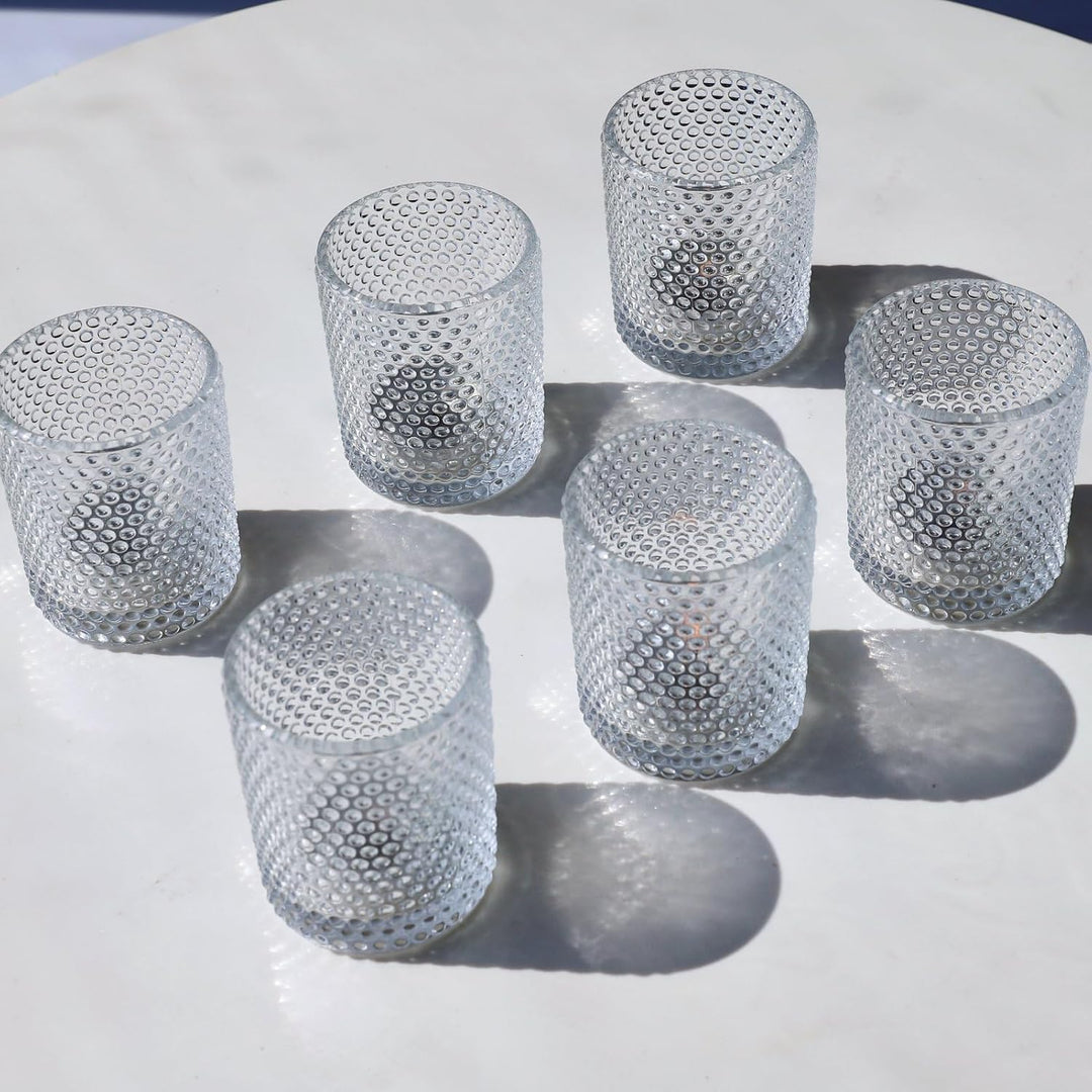 Bubbles Teelichthalter Glas mit 12 Stück, Klare Teelichtgläser für Feiern und Partys, Haus Teelichte
