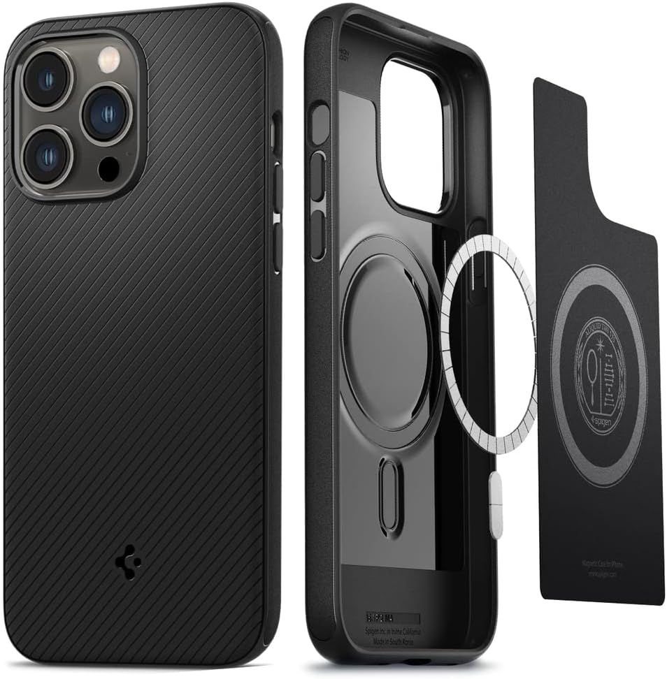 Spigen Mag Armor MagFit Hülle für iPhone 14 Pro für MagSafe Magnetisch Case Handyhülle -Matte Black,