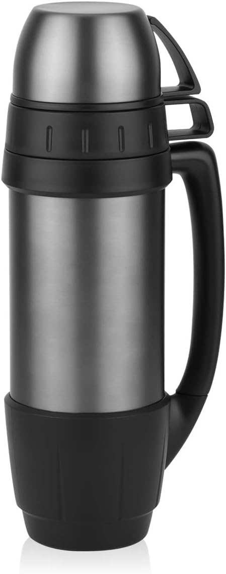 720°DGREE Thermoskanne mit 2 Bechern “bigBoy“ 1,2 Liter - Auslaufsicher, Robust - Premium Edelstahl