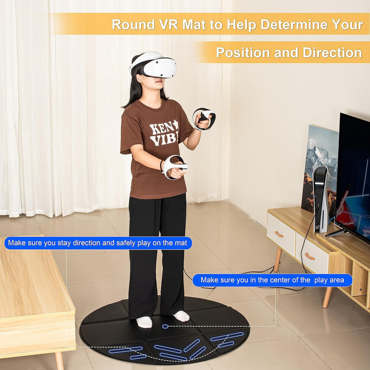 DEVASO Faltbare VR Matte for Meta Quest 3, Runde Anti Ermüdungs Matte, rutschfeste und Bequeme Boden