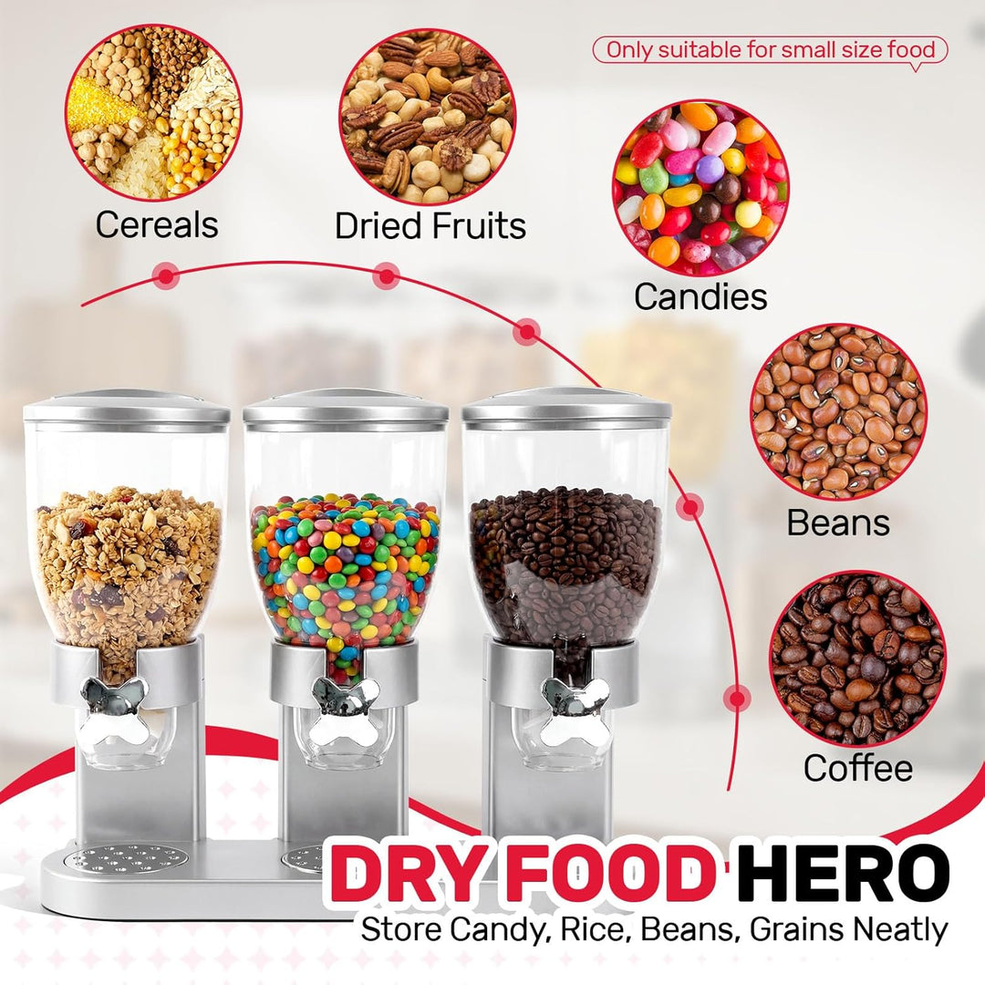 Sinceroduct Cereal Dispenser Countertop 2L, 3er Set Dreifacher Müsli Verteiler für die Arbeitsplatte