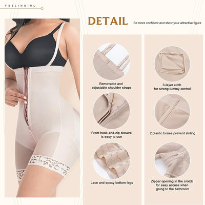 FeelinGirl Miederhose Damen Bauchweg mit Reissverschluss Bauchkontrollhose mit Hoher Taille Shapewea