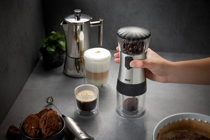 GEFU 16333 Kaffeemühle POLVE elektrisch inkl. Akku Mühle mit USB Keramik Kegelmahlwerk