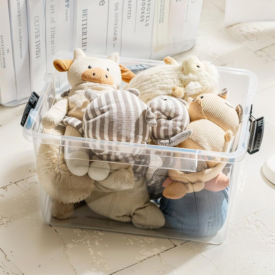Iris Ohyama, 2er-Set, Aufbewahrungsboxen, 60 L, mit Clips, stapelbar, Wohnzimmer, Schlafzimmer, Gara