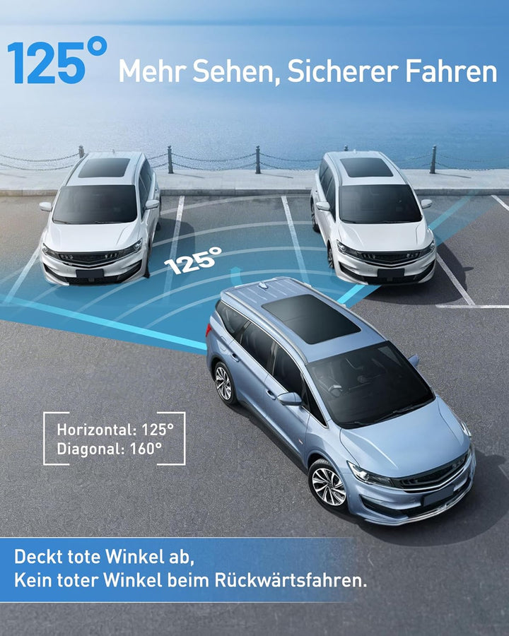 Rückfahrkamera Kabellos, 5" Digital Rückfahrkamera Set HD, Nachtsicht-Kit, Schnellinstallation, Stab