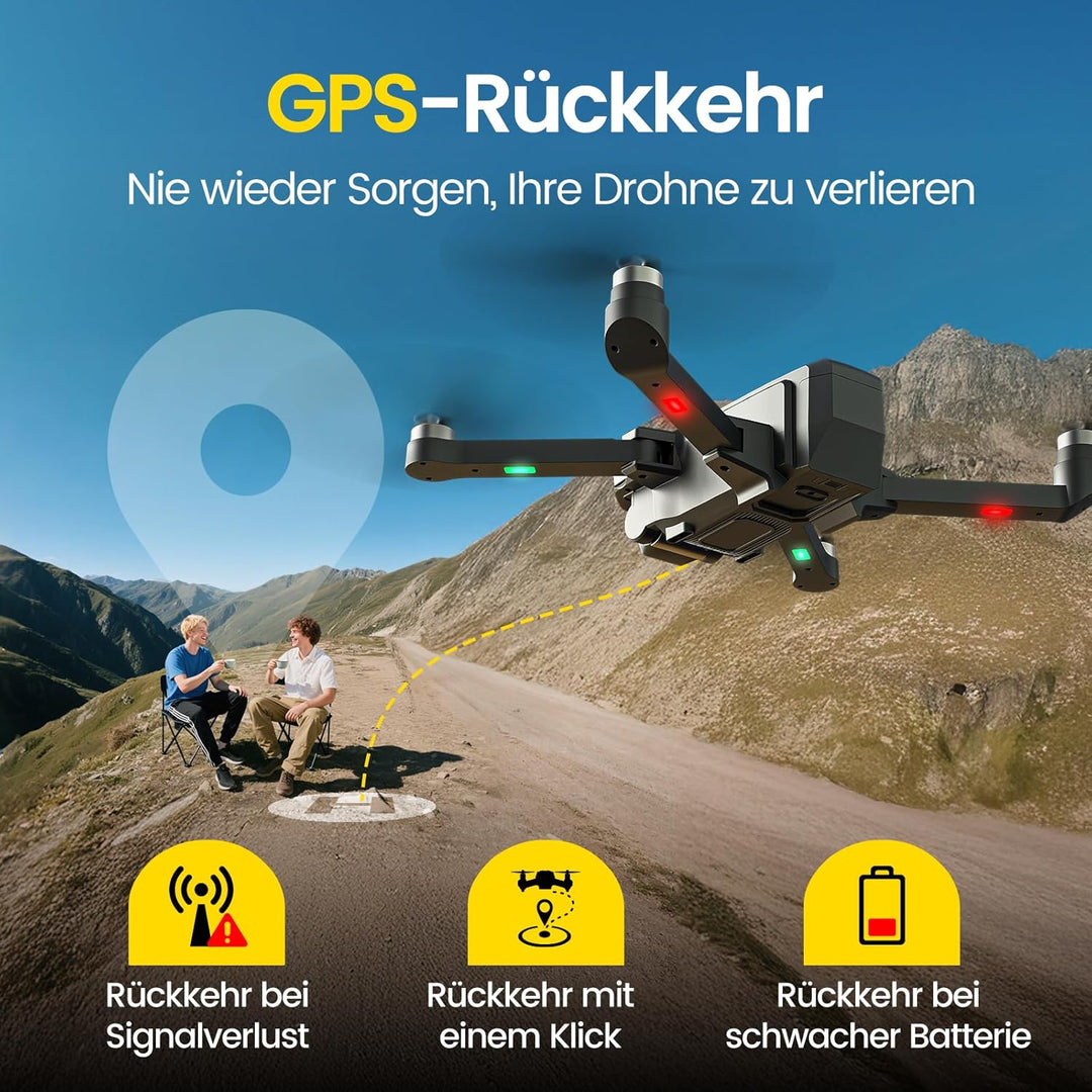 DEERC GPS Drohne mit 4K Kamera, 4,5" FPV Bildschirm, 5GHz HD Übertragung, Bürstenloser Motor, 40 Min