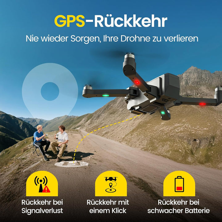 DEERC GPS Drohne mit 4K Kamera, 4,5" FPV Bildschirm, 5GHz HD Übertragung, Bürstenloser Motor, 40 Min