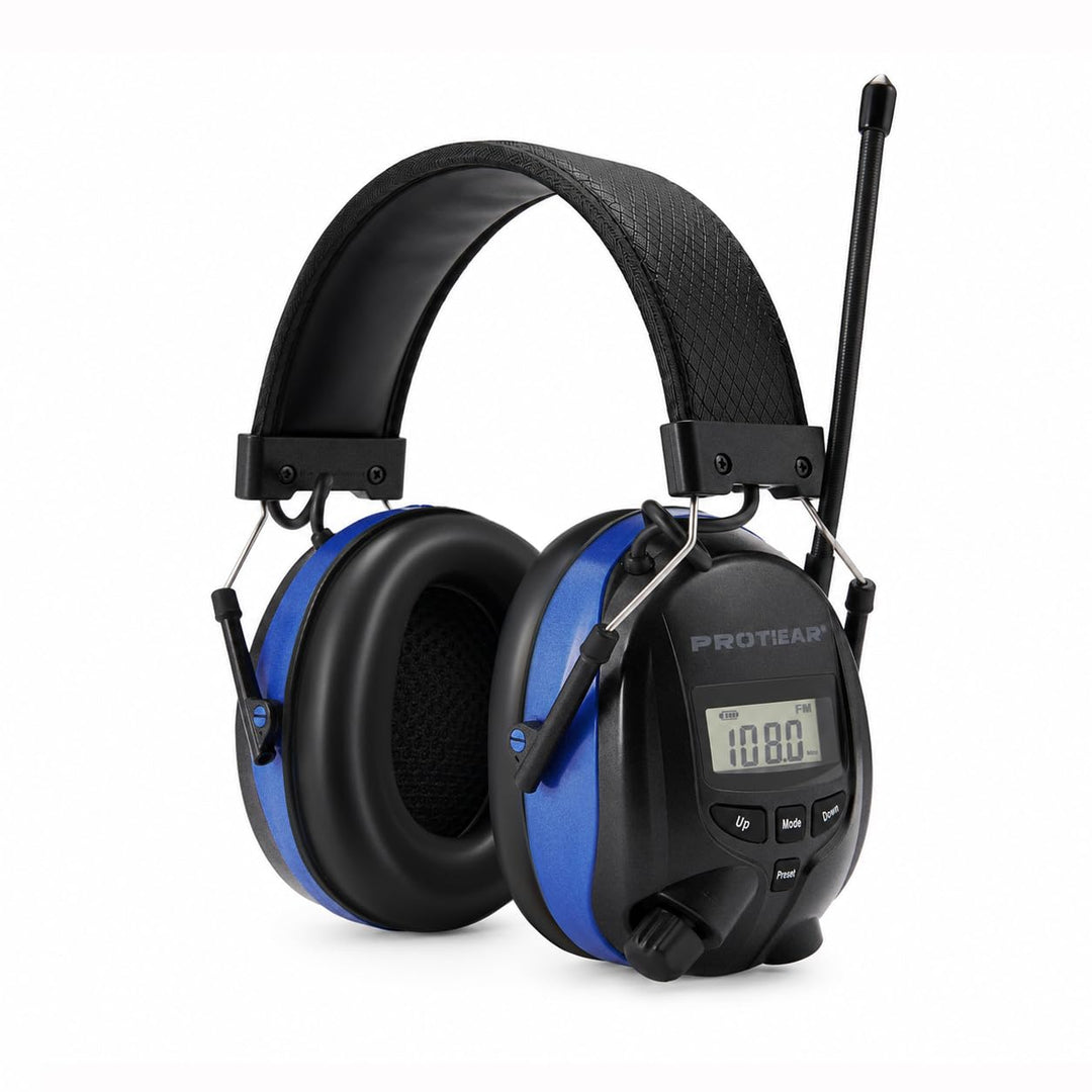 PROTEAR Gehörschutz mit Bluetooth und Radio FM/AM, eingebauter wiederaufladbarer Lithiumbatterie, Si