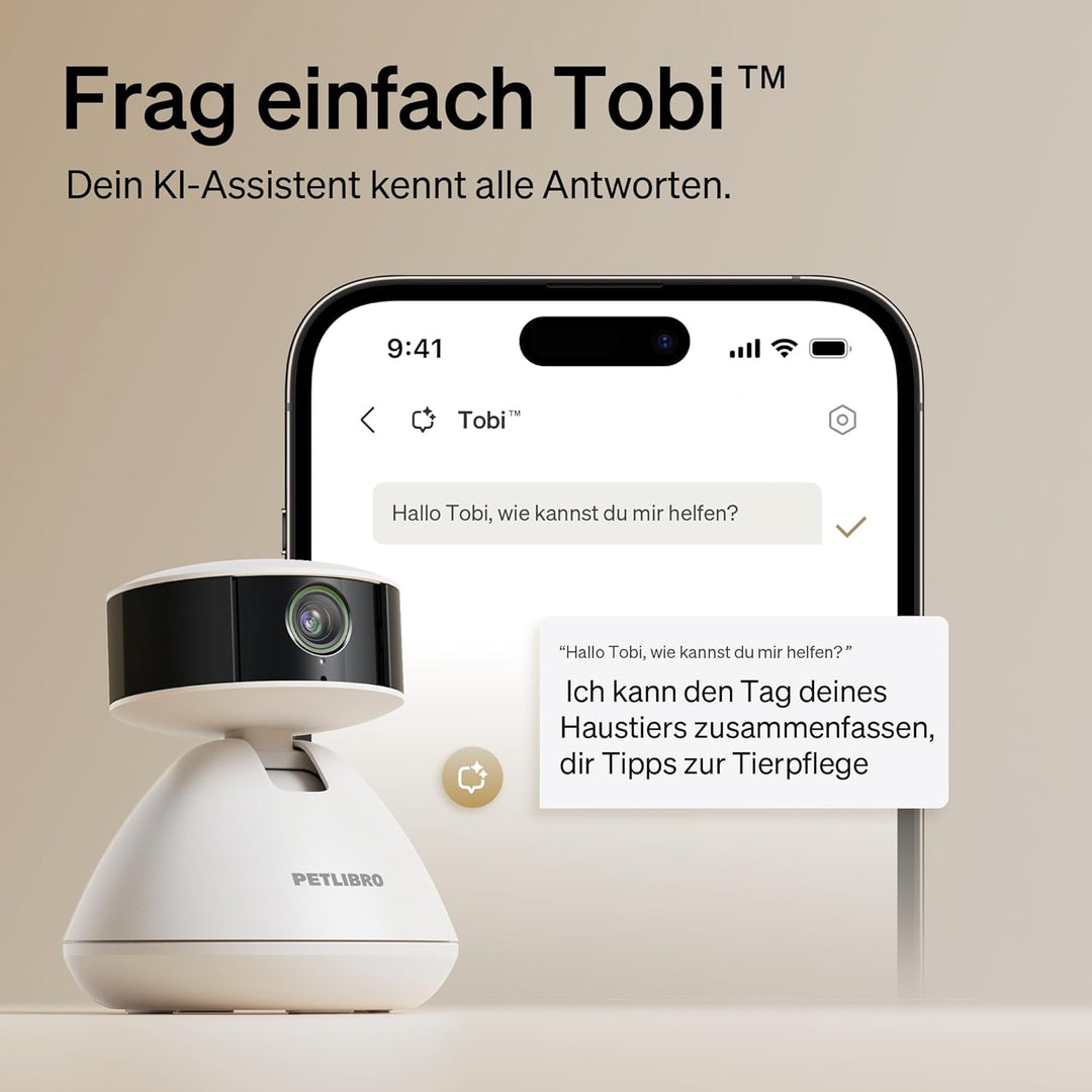 PETLIBRO Haustierkamera mit App, 360° HD Hundkamera, KI-gesteuert Haustierkamera für den Innenbereic