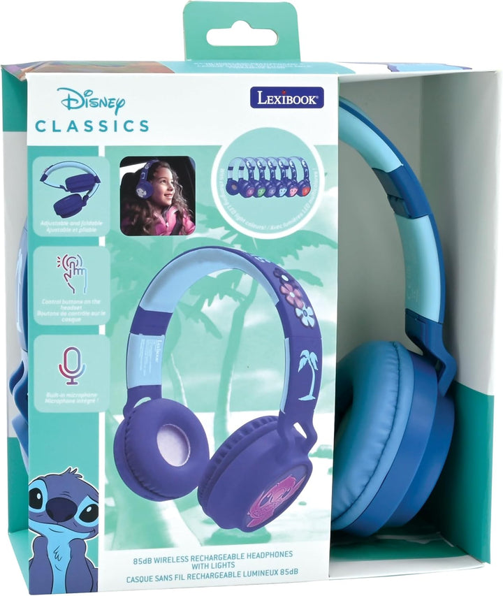 Lexibook, Disney Stitch, Kabelloser und kabelgebundener 2-in-1-Kopfhörer mit Stitch-Details, Lichtef