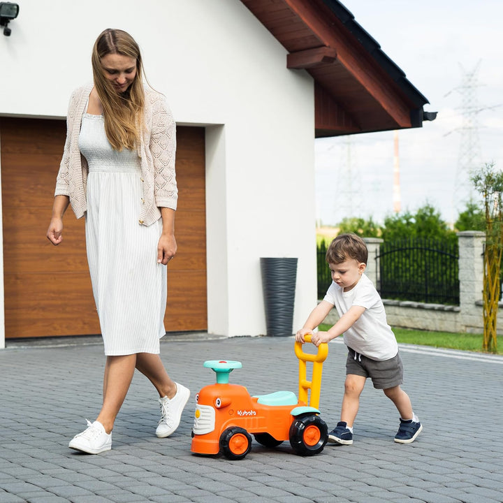 FALK - Rutschauto Vintage Traktor Kubota mit ergonomischer Stange zur Gehhilfe – ab 12 Monaten – 90%