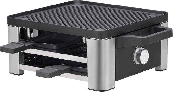 WMF Lono Raclette Grill mit Pfännchen und Schiebern, Raclette 4 Personen, 870 W, edelstahl