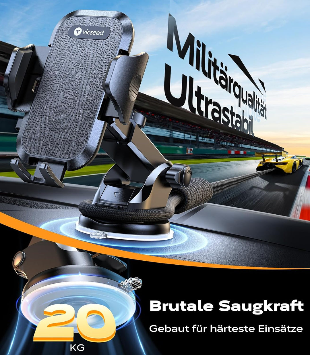 [𝙐𝙥𝙜𝙧𝙖𝙙𝙚 𝙎𝙖𝙪𝙜𝙠𝙧𝙖𝙛𝙩] VICSEED Handyhalterung Auto [Fällt Nie ab] 3 in 1 Kfz Handyhalter Saugnapf &amp; Lüf