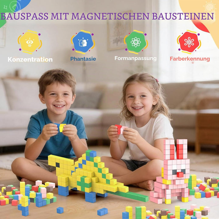 HaoVrisn Magnetische Bausteine Kinderspielzeug, 108 Stück Magnetbausteine Spielzeug Kinder ab 3 4 5