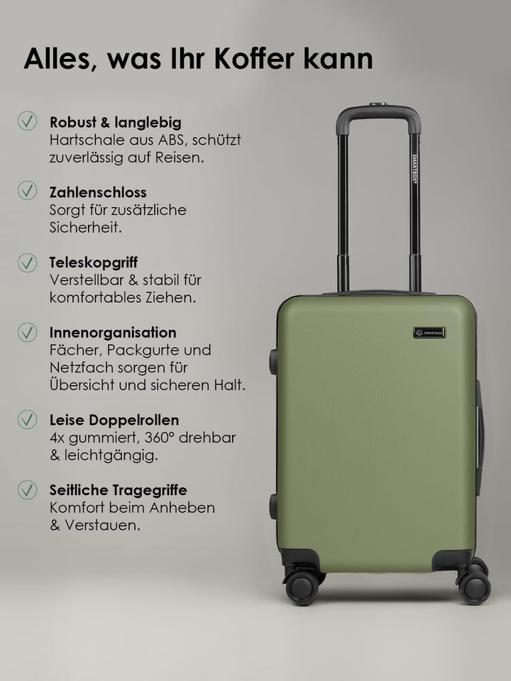 Smartbox Hartschalen Kabinen-Koffer für Damen & Herren | Kleiner Trolley 40 x 23 x 55 cm aus hochwer