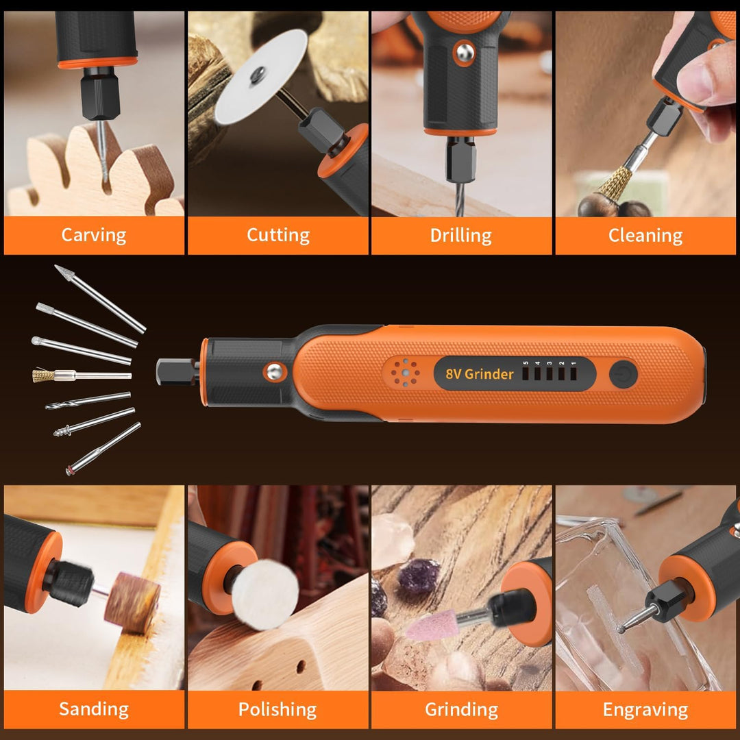 Multifunktionswerkzeug Akku, Ashfly 8V 2.2Ah Rotationswerkzeug 5-Gang 25,000 U/min Max,74 Zubehör zu