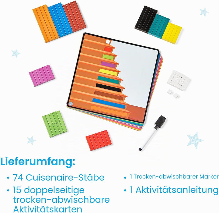 Cuisenaire-Stäbe Mathe-Set, Alter ab 5 Jahren, Vorschulniveau, Zahlen-Stäbe, Platzwerte, Materialien