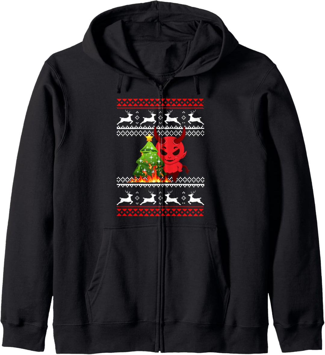 ANTI WEIHNACHTEN UGLY CHRISTMAS VINTAGE Teufel Anti Kapuzenjacke
