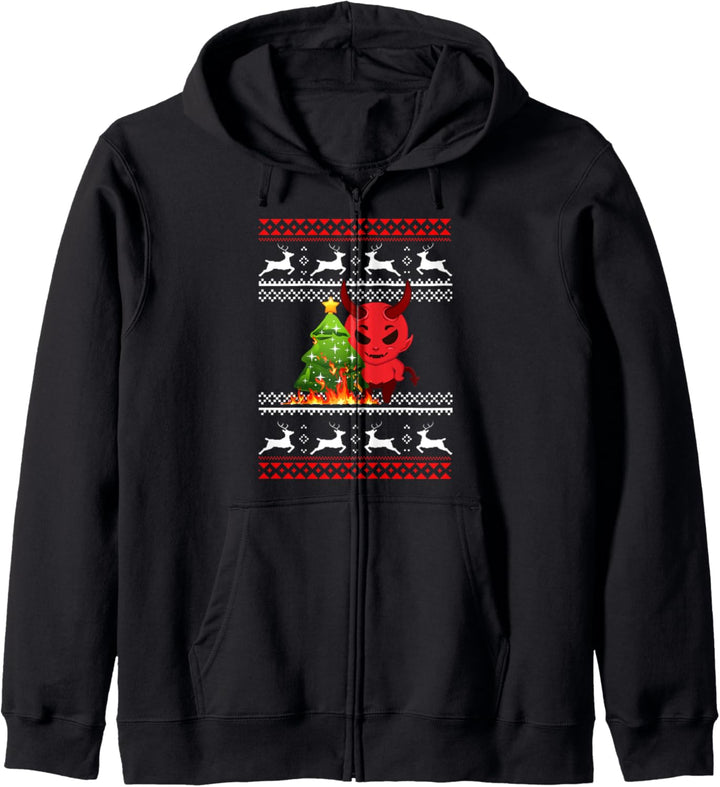 ANTI WEIHNACHTEN UGLY CHRISTMAS VINTAGE Teufel Anti Kapuzenjacke