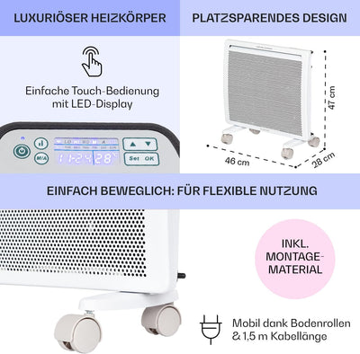 Klarstein Hot Spot Slimcurve Double 2-in-1 Heizgerät - Konvektions- und Infrarotheizung, Überhitzung