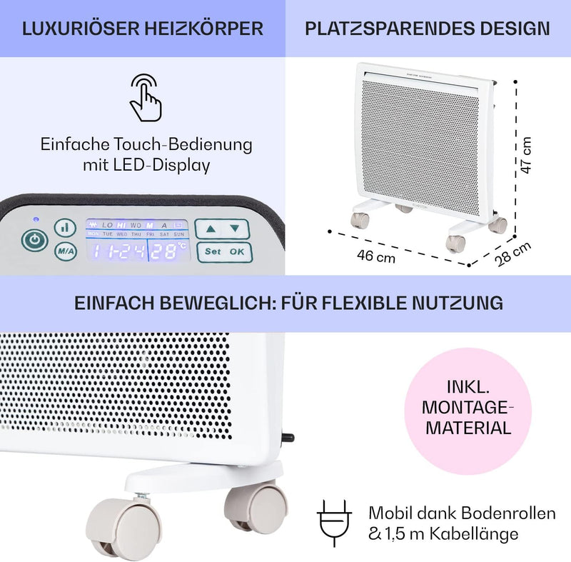 Klarstein Hot Spot Slimcurve Double 2-in-1 Heizgerät - Konvektions- und Infrarotheizung, Überhitzung