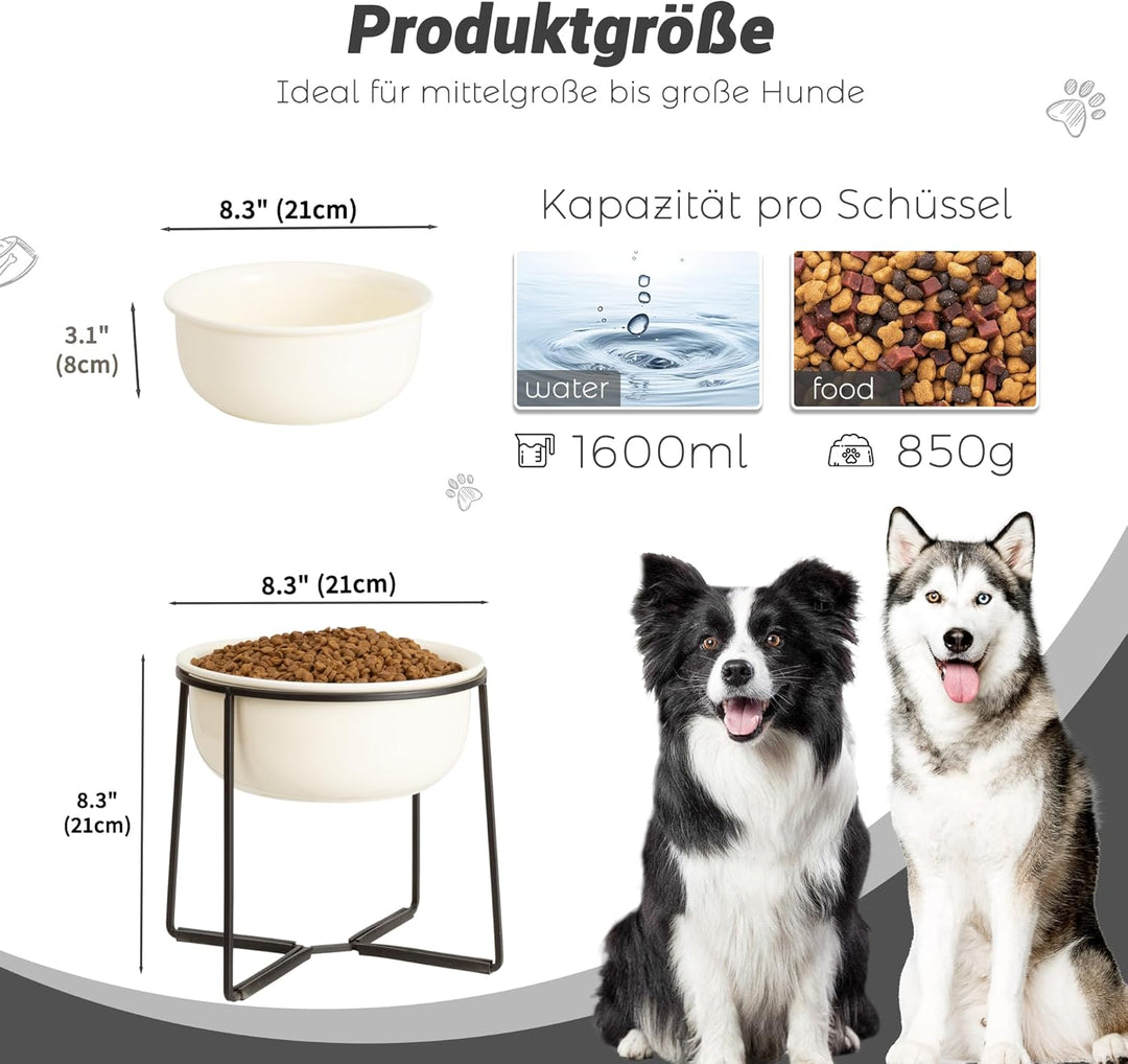 Hundenapf Erhöht Keramik Grosse Hunde - Fressnapf Hund mit Rutschfestem Ständer - Futternapf Wassern