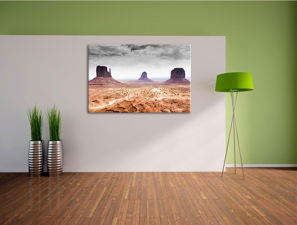 schönes Monument Valley schwarz/weiss Format: 100x70 auf Leinwand, XXL riesige Bilder fertig gerahmt
