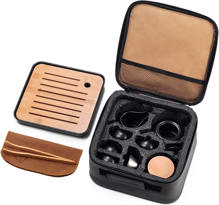 Lyty Chinesisches Teekannen-Set mit Tablett Infuser – Reise-Keramik-Tee-Set Porzellan-Teekanne, trag