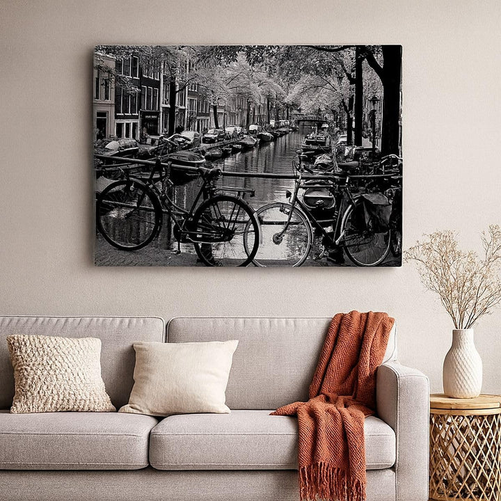 Bilder auf Leinwand 100x70cm Leinwandbild mit Rahmen Holland Kanal Gross Wanddeko Bild Schlafzimmer