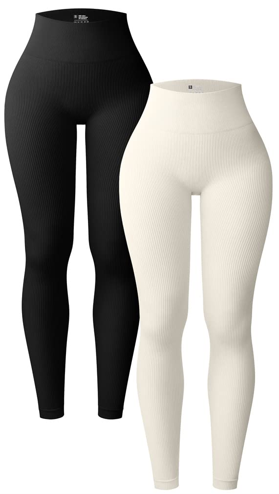 OQQ Damen Jogger Damenpantsoq116 L Schwarz / Beige, L Schwarz / Beige