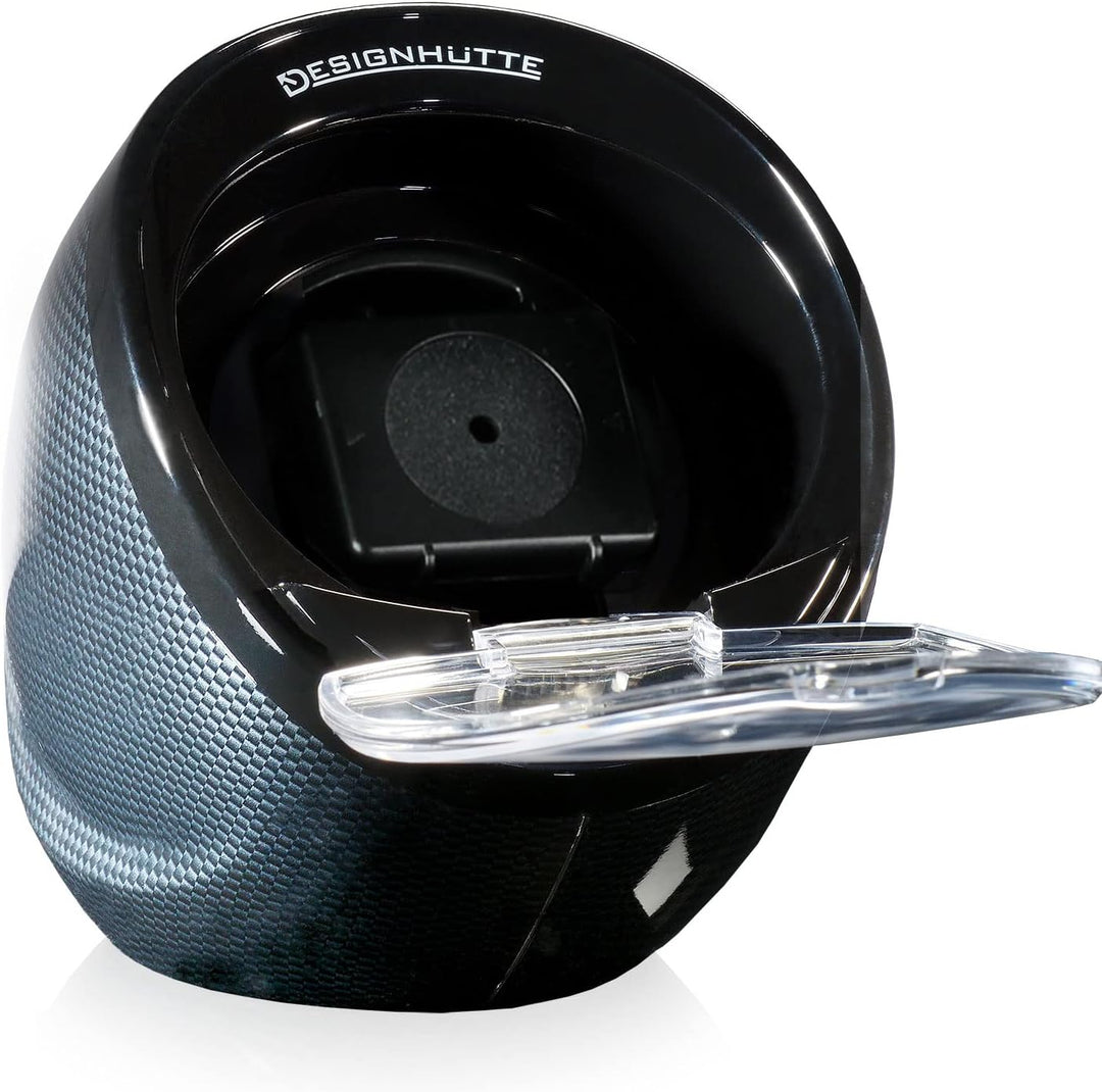 DESIGNHÜTTE® Uhrenbeweger Optimus 2.0 Carbon für 1 Automatikuhr mit LED Beleuchtung