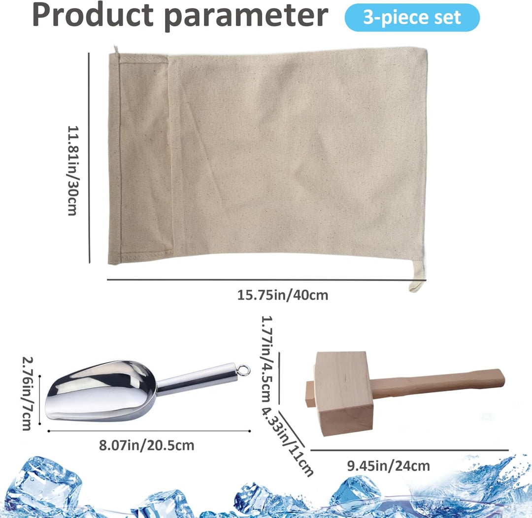 Eisbrecher für den Heimgebrauch, Ice Hammer und Beutel mit Ice Scoop 3pcs/Set Food Grade Manual Ice