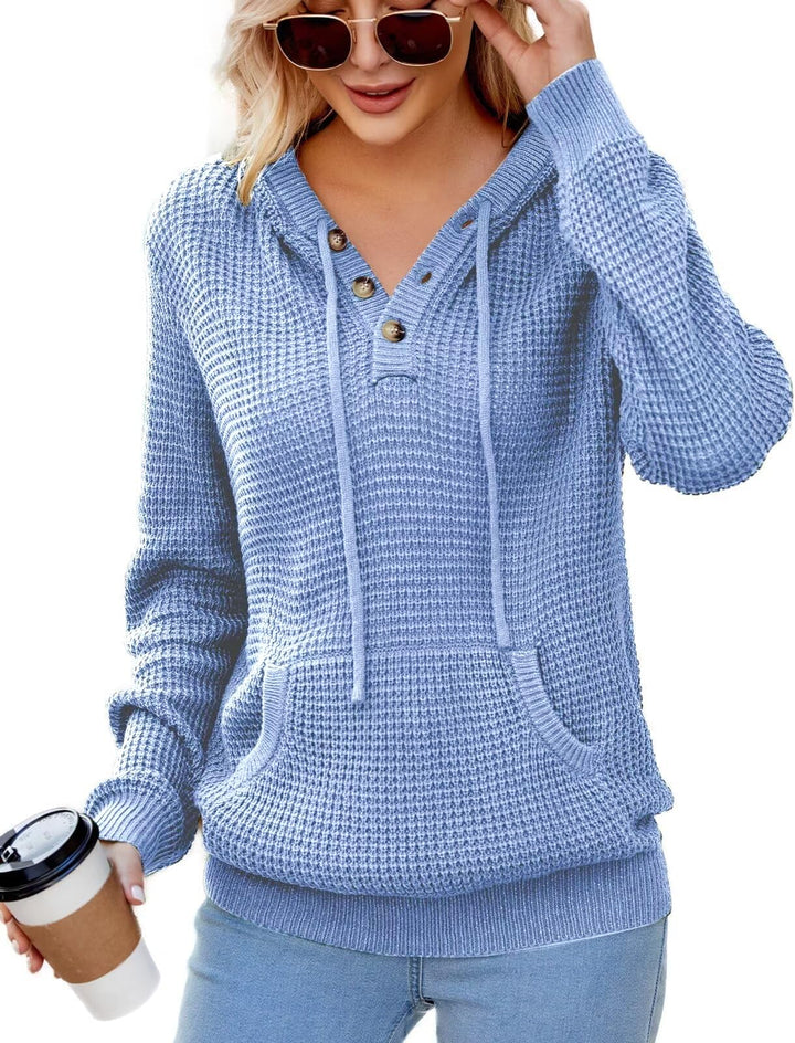TrendiMax Hoodie Damen Strickpullover Kapuzenpullover Herbst Übergangs Sweatshirt Langarm Pullover D