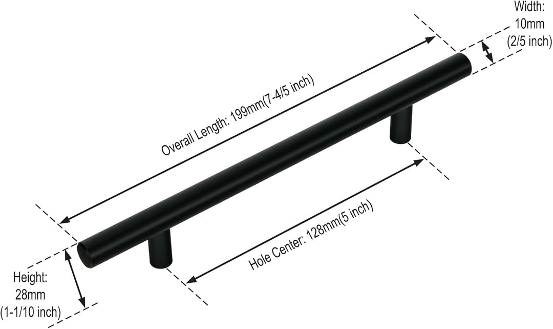 KoKoBin 20 Stück Edelstahl schwarz Schrankgriffe Möbelgriffe 128mm Lochabstand Schubladen Griffe Zin