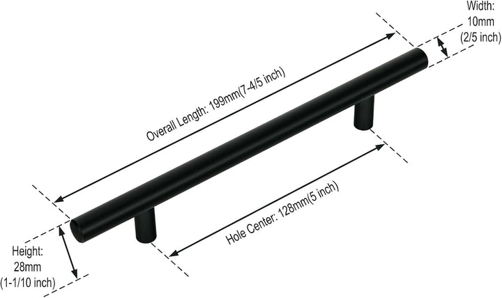 KoKoBin 20 Stück Edelstahl schwarz Schrankgriffe Möbelgriffe 128mm Lochabstand Schubladen Griffe Zin