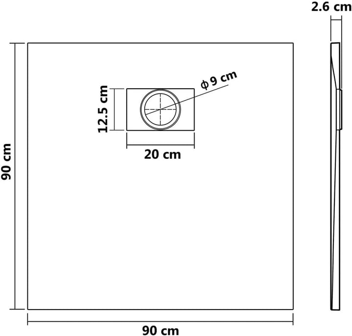 vidaXL Duschwanne SMC Grau 90x90cm