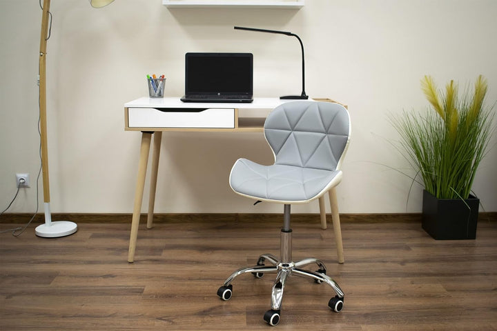 NMK HOME Drehstuhl mit Rollen - Höhenverstellbar Polsterstuhl - Home Office Samt Stuhl mit Geometris