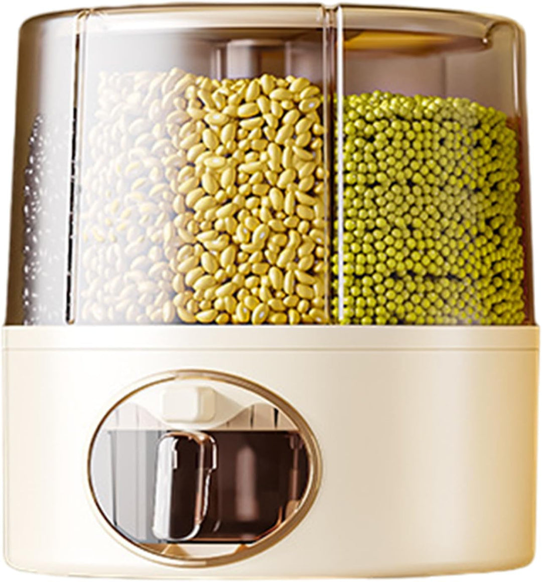 Generisch Rotating Rice Bucket, Click Output Food Dispenser, Adorable 6 Grid Rotatings Rice Storage