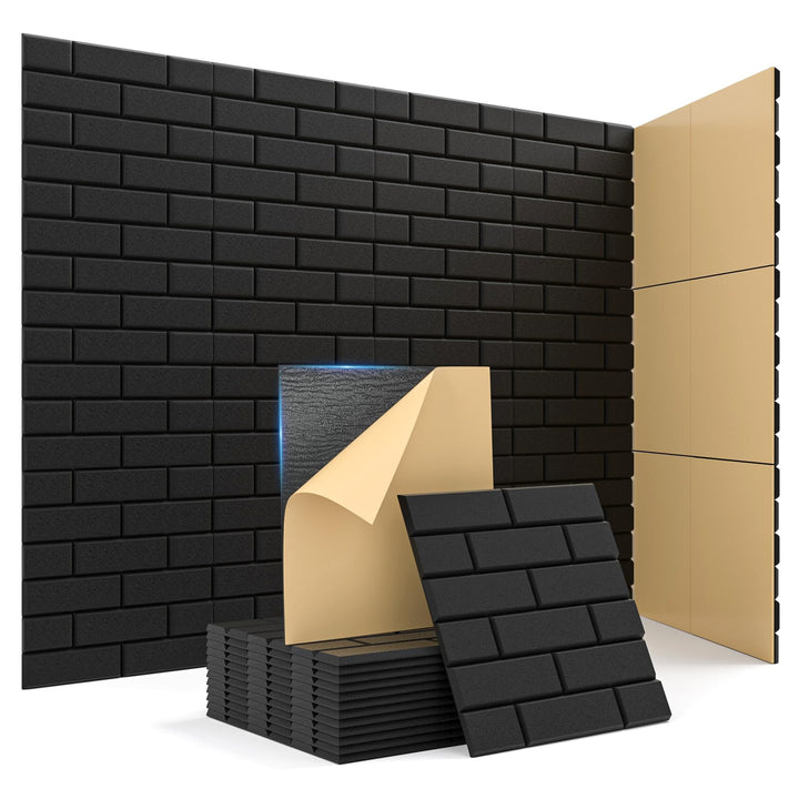 Akustikplatten Selbstklebend, 12 Stück Schallabsorber für Wand, Tür, Decke, Acoustic Panels, Studio,