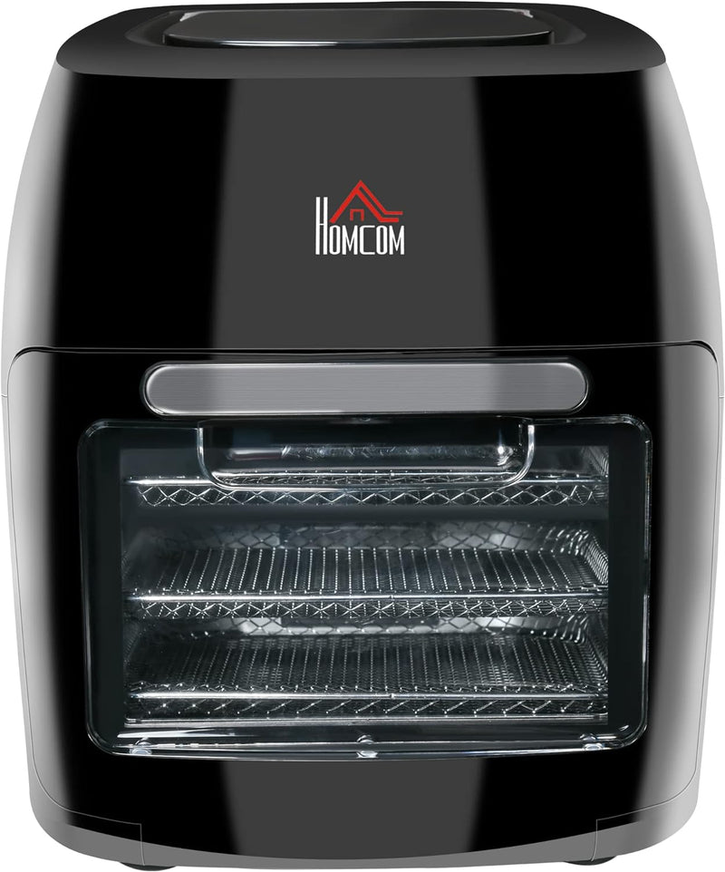 HOMCOM Heissluftfritteuse 11 L 1800W Backofen Dehydrator Barbecue mit 8 Menüs Zubehör für gesundes ö