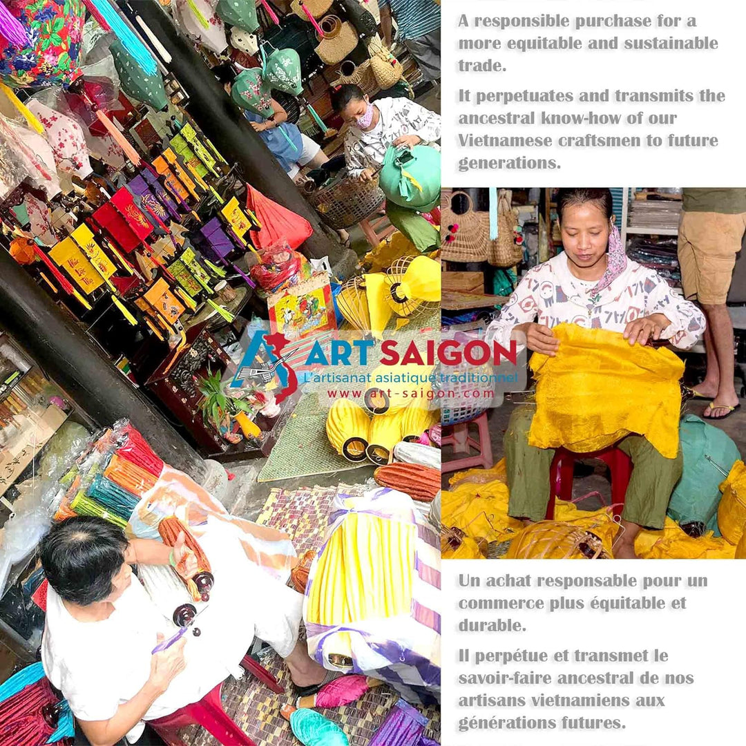 Asiatische Laterne aus Seide, Farbe Rost Gold, M Ø29cm - Traditionelle Hoi An Laterne aus Stoff, Bam