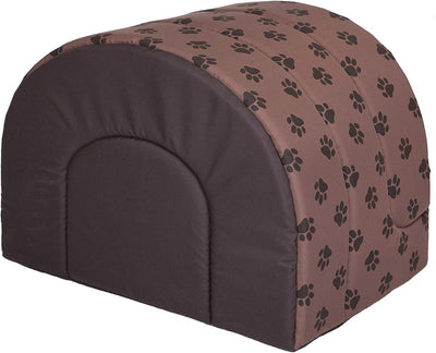 Hobbydog R3 Busjbl6 Hundehütte Souffleur, Grösse 3, 55x43cm Hellbraun Mit Pfötchen, L, Hellbraun Mit