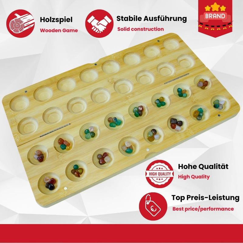 GICO Steinchenspiel Hus Bao gross aus Holz mit Edelsteinen. Das Strategiespiel für Jung und Alt beka