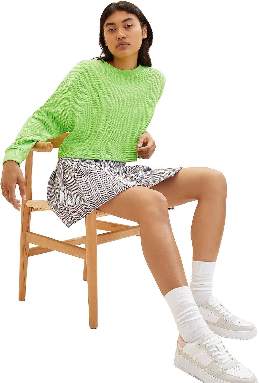 TOM TAILOR Denim Damen Cropped Basic Sweatshirt XS 12318 - Liquid Lime Green, XS 12318-liquid Lime G