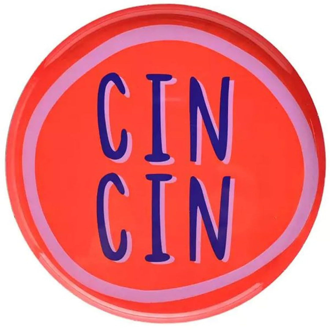 Gift Company Love Trays, Dekotablett, S, Motiv: CIN CIN, rund, neon rot