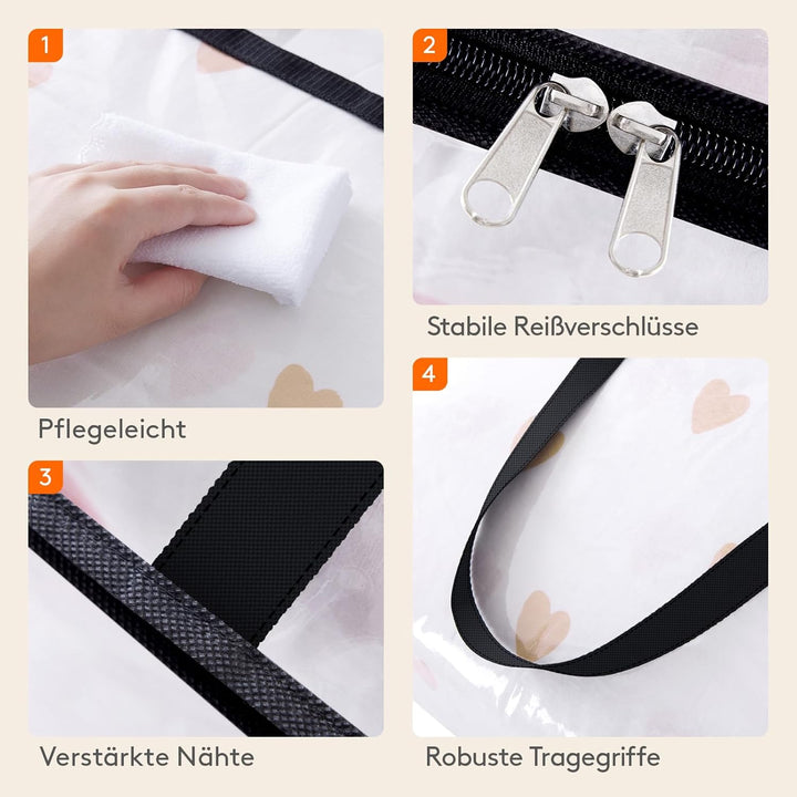 Lifewit Storage 4 Stück Transparente Plastik Aufbewahrungstasche, 95L Kleiderschrank Organizer Aufbe